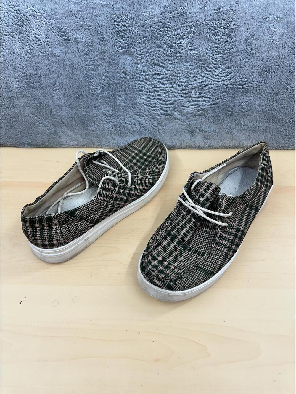 Plaid Casual Sneakers with White Soles